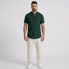 Waffle Button-Up Shirt & Linen Pants Set | Smart Casual Outfit