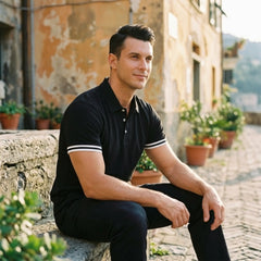 Color-Block Sporty Polo Shirt – Loose-Fit Short Sleeve Casual Tee