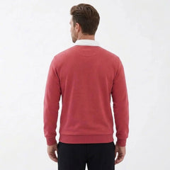 Polo Collar Hoodie – Loose-Fit Patchwork Trendy Sweater