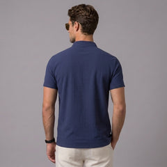 Men's Linen Jacquard Polo Shirt – Short Sleeve Casual Polo