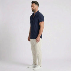 Waffle Button-Up Shirt & Linen Pants Set | Smart Casual Outfit
