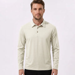 Solid Long Sleeve Cotton Polo Shirt | Classic Smart Casual Polo