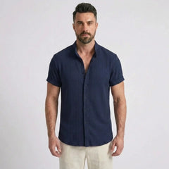 Waffle Button-Up Shirt & Linen Pants Set | Smart Casual Outfit