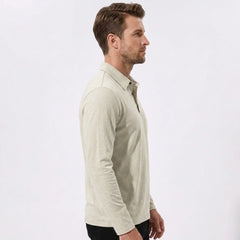 Solid Long Sleeve Cotton Polo Shirt | Classic Smart Casual Polo