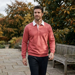 Polo Collar Hoodie – Loose-Fit Patchwork Trendy Sweater