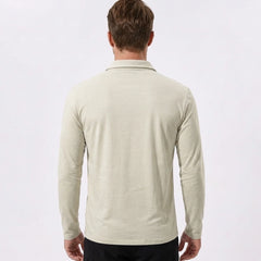 Solid Long Sleeve Cotton Polo Shirt | Classic Smart Casual Polo