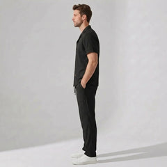 Crinkled Texture Shirt & Pants Set | Smart Casual Outfit
