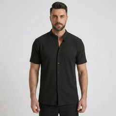 Waffle Button-Up Shirt & Linen Pants Set | Smart Casual Outfit