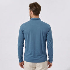 Solid Long Sleeve Cotton Polo Shirt | Classic Smart Casual Polo