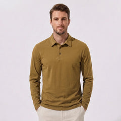Solid Long Sleeve Cotton Polo Shirt | Classic Smart Casual Polo