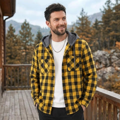 Plaid Hooded Sweatshirt – Casual Zip-Up Hoodie Jacket