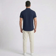 Waffle Button-Up Shirt & Linen Pants Set | Smart Casual Outfit