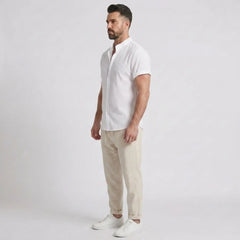 Waffle Button-Up Shirt & Linen Pants Set | Smart Casual Outfit