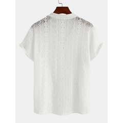 Geometry Textured Cuban Shirt & Straight Leg Linen Pants - 2 Piece Summer Outfit