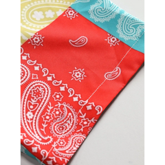 Color Block Paisley Print Button Up Shirt & Swim Shorts - 2 Piece Summer Set