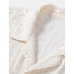 Jacquard Texture Cuban Shirt & Straight Leg Linen Pants - 2 Piece Smart Casual Outfit