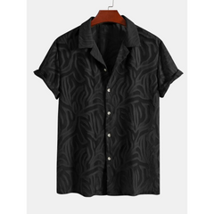Jacquard Texture Cuban Shirt & Straight Leg Linen Pants - 2 Piece Smart Casual Outfit
