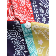 Color Block Paisley Print Button Up Shirt & Swim Shorts - 2 Piece Summer Set