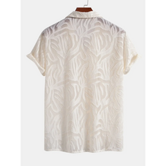 Jacquard Texture Cuban Shirt & Straight Leg Linen Pants - 2 Piece Smart Casual Outfit
