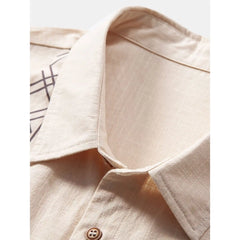 Geometric Print Cotton Shirt & Linen Blend Cropped Pants - 2 Piece Smart Casual Outfit