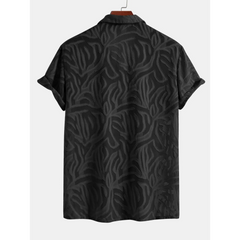 Jacquard Texture Cuban Shirt & Straight Leg Linen Pants - 2 Piece Smart Casual Outfit