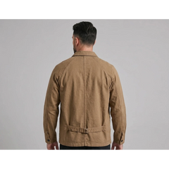 Maden Vintage Jackets for Men Loose Cotton Solid Chore Coat Amekaji Cargo Casual Jacket Man Clothing in Khaki, back view