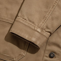 Maden Vintage Jackets for Men Loose Cotton Solid Chore Coat Amekaji Cargo Casual Jacket Man Clothing in Khaki, detail view
