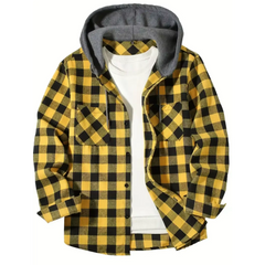 Plaid Hooded Sweatshirt – Casual Zip-Up Hoodie Jacket