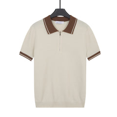 Color Block Knit Polo Shirt | Slim Fit Lapel Collar