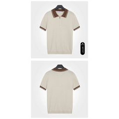 Color Block Knit Polo Shirt | Slim Fit Lapel Collar