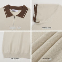 Color Block Knit Polo Shirt | Slim Fit Lapel Collar