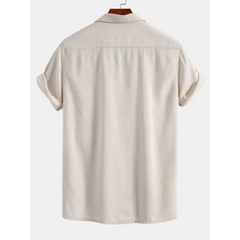 Linen Cuban Collar Shirt & Slim Fit Tapered Trousers Set - 2 Piece Smart Casual Outfit