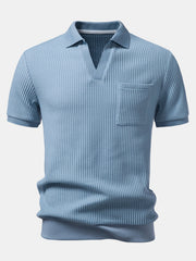 Waffle Johnny Collar Polo & Slim Fit Tapered Pants Set - 2 Piece Smart Casual Outfit