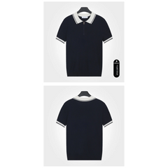 Color Block Knit Polo Shirt | Slim Fit Lapel Collar