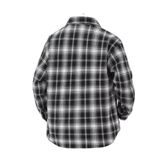 MannerCo black plaid flannel shirt back view long sleeves relaxed fit product display
