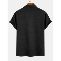 Stripe Jacquard Zip-Up Polo Shirt | Smart Casual Short Sleeve Polo