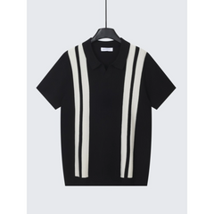 Striped Knit Polo Shirt | Slim Fit Short Sleeve Polo