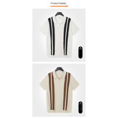 Striped Knit Polo Shirt | Slim Fit Short Sleeve Polo
