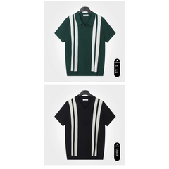Striped Knit Polo Shirt | Slim Fit Short Sleeve Polo
