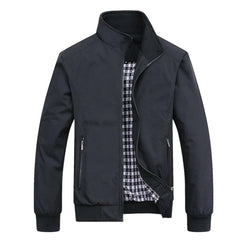 Solid Bomber Jacket | Stand Collar Zip-Up Casual Jacket