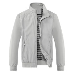 Solid Bomber Jacket | Stand Collar Zip-Up Casual Jacket