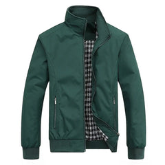 Solid Bomber Jacket | Stand Collar Zip-Up Casual Jacket