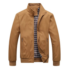 Solid Bomber Jacket | Stand Collar Zip-Up Casual Jacket
