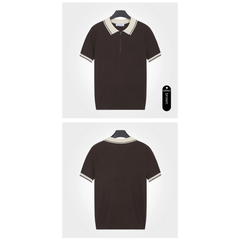 Color Block Knit Polo Shirt | Slim Fit Lapel Collar