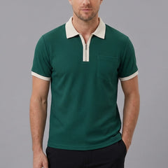 Men's Color Block Waffle Polo Shirt | Slim Fit Short Sleeve Polo