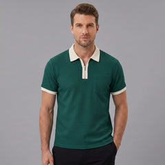 Men's Color Block Waffle Polo Shirt | Slim Fit Short Sleeve Polo