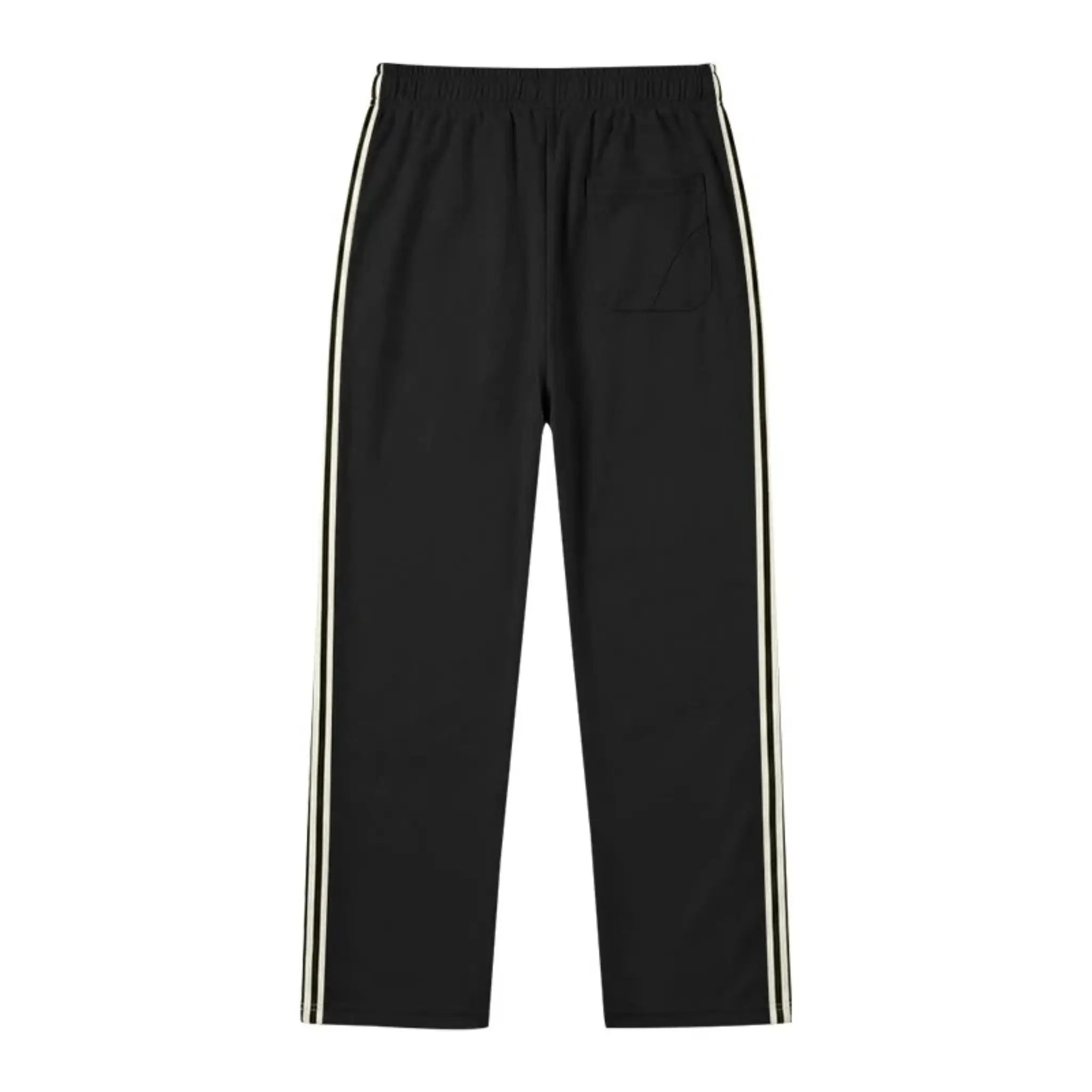 MannerCo black color-block drawstring jogger pants product display with contrast tape detail