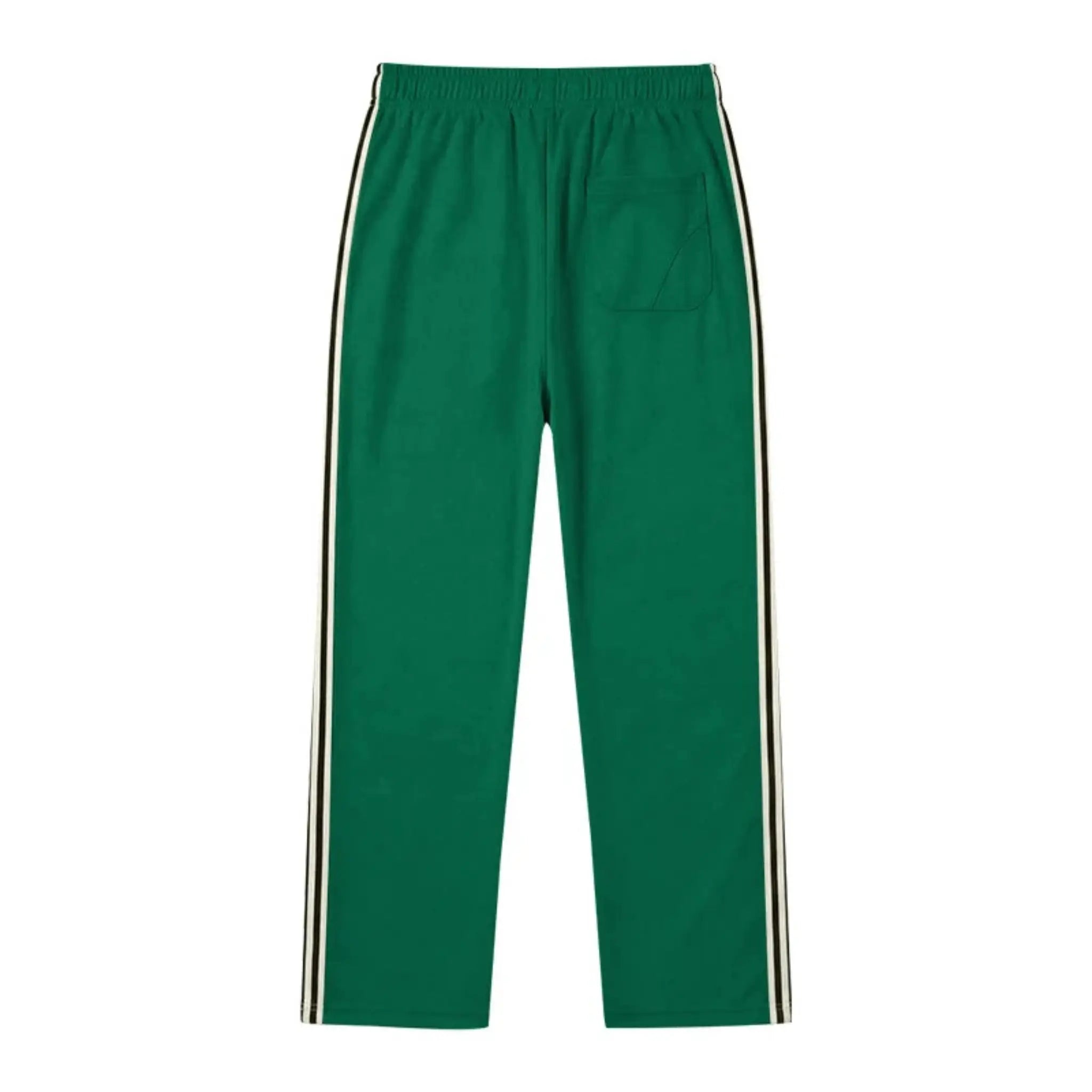 MannerCo grass green color-block drawstring jogger pants product display with contrast tape detail