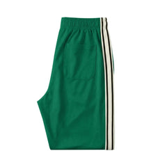 MannerCo grass green color-block drawstring jogger pants product display, front view