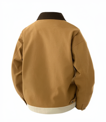 Spring And Autumn Contrast Color Lapels Workwear Jacket in Khaki